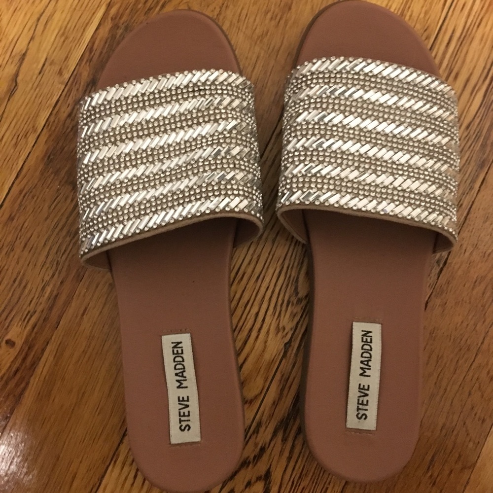 Steve Madden Embellished Slides, Size 7 - image 1